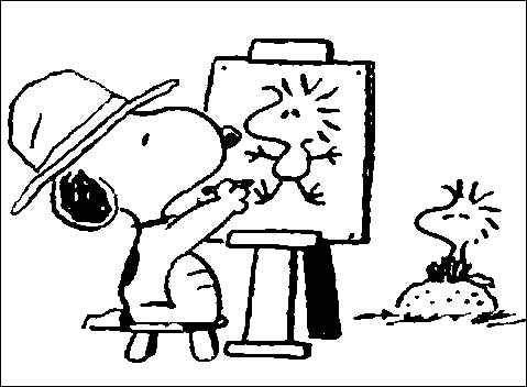 Desenho de Snoopy pintando um quadro para colorir - Tudodesenhos